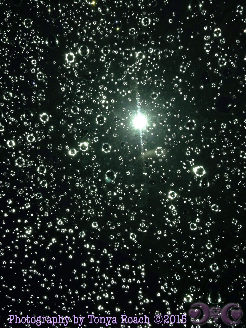 Rain Droplets on Glass at Night